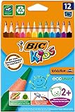 BIC Kids Evolution Triangle ECOlutions, Lapices de Colores Triangularas - Óptimo para la Escuela - Colores Surtidos, Paquete de 12 Unidades