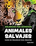 Colorear por Números Animales Salvajes. Libro de Colorear para Adultos: 40 increíbles dibujos de animales con fondo negro para pintar por números. Libro para regalar o para ti.